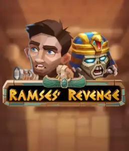 Uncover the ancient world of Ramses' Revenge slot by Relax Gaming, highlighting a surprised explorer and a menacing mummy against an Egyptian tomb backdrop. This image captures the drama of Egyptian archaeology, perfect for fans of Egyptian-themed slots, providing a gripping gaming experience. 